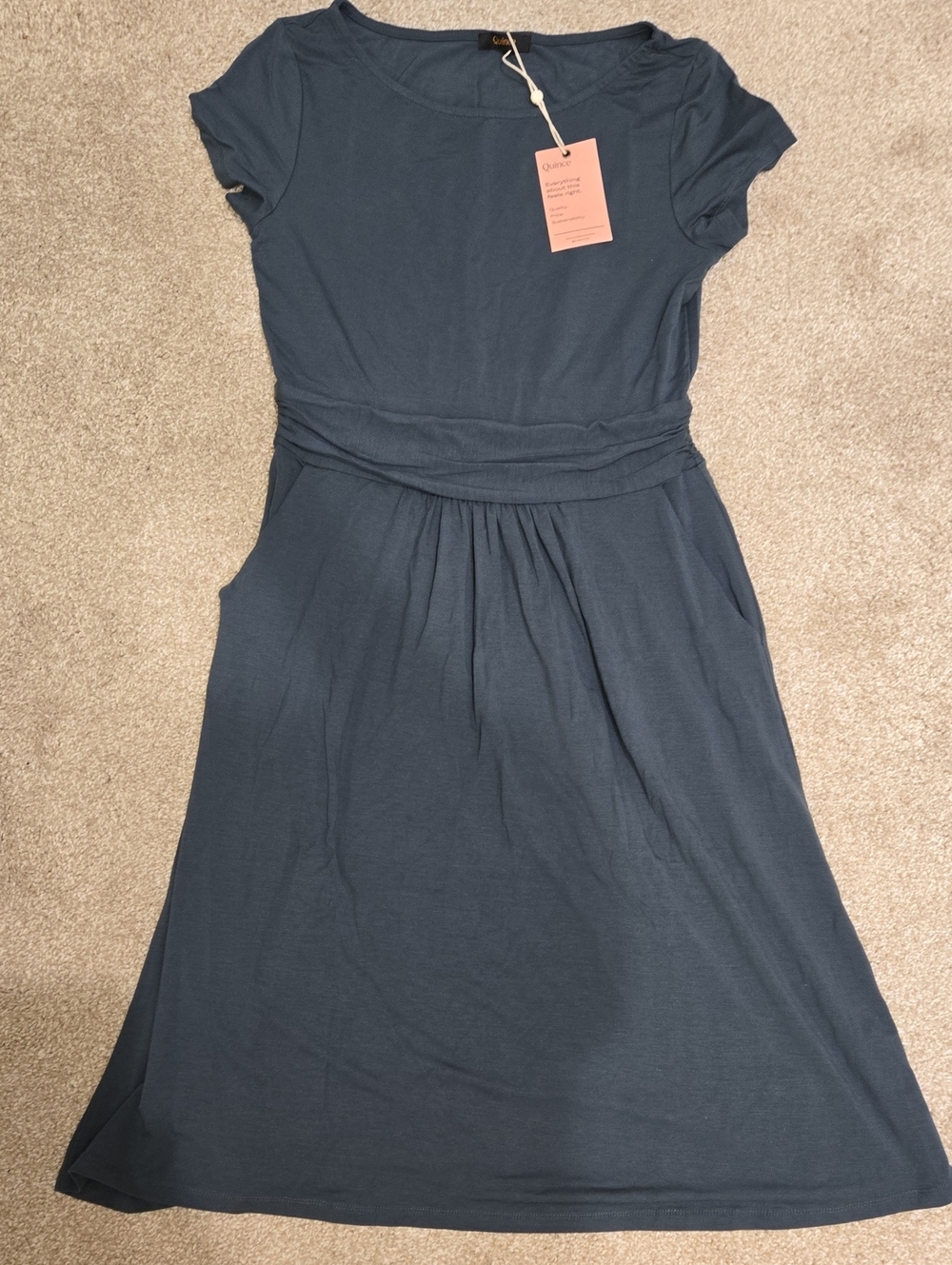 Quince Tencel Jersey Ruched Waist Mini Dress size M Medium